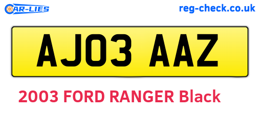 AJ03AAZ are the vehicle registration plates.