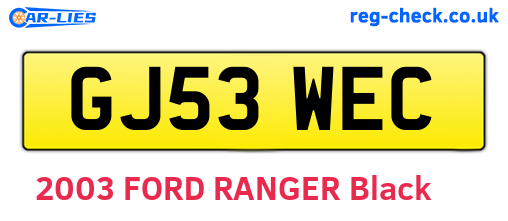 GJ53WEC are the vehicle registration plates.