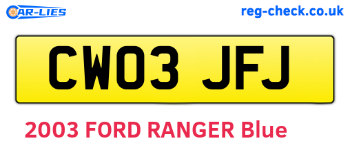 CW03JFJ are the vehicle registration plates.