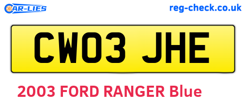 CW03JHE are the vehicle registration plates.