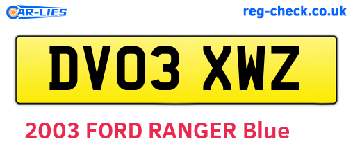 DV03XWZ are the vehicle registration plates.