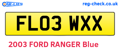 FL03WXX are the vehicle registration plates.