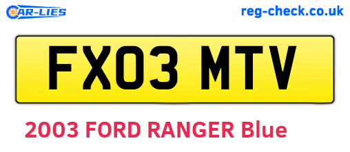 FX03MTV are the vehicle registration plates.