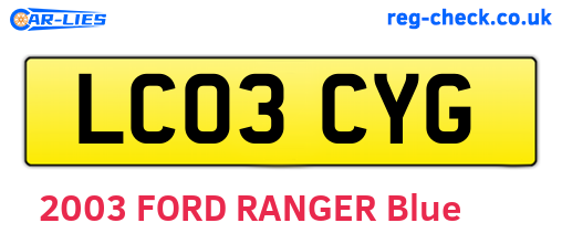 LC03CYG are the vehicle registration plates.