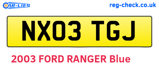 NX03TGJ are the vehicle registration plates.