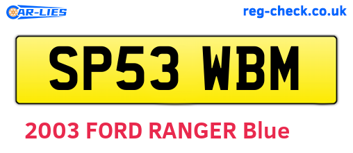 SP53WBM are the vehicle registration plates.