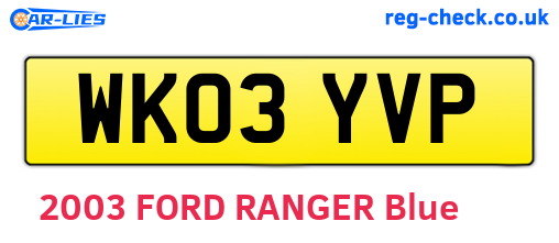 WK03YVP are the vehicle registration plates.