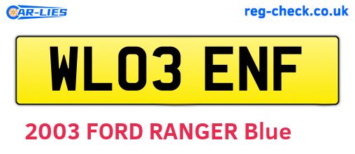 WL03ENF are the vehicle registration plates.
