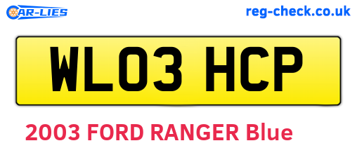 WL03HCP are the vehicle registration plates.