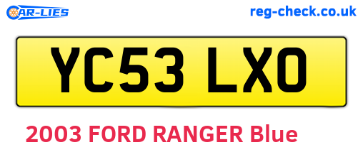 YC53LXO are the vehicle registration plates.