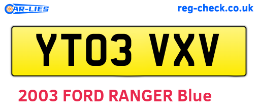 YT03VXV are the vehicle registration plates.