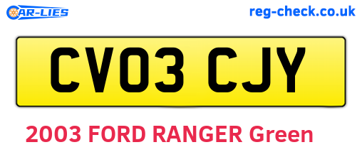 CV03CJY are the vehicle registration plates.