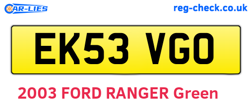 EK53VGO are the vehicle registration plates.