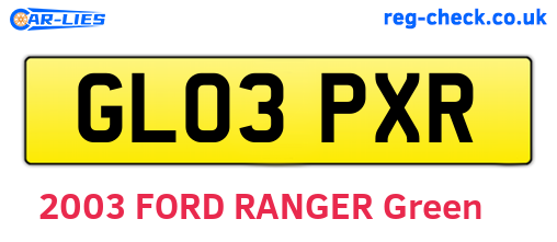 GL03PXR are the vehicle registration plates.
