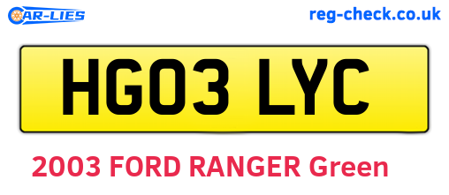 HG03LYC are the vehicle registration plates.
