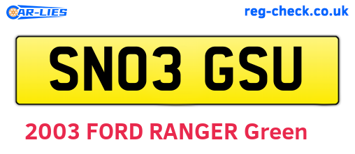 SN03GSU are the vehicle registration plates.