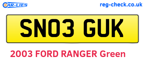 SN03GUK are the vehicle registration plates.