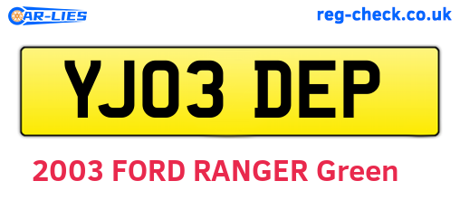 YJ03DEP are the vehicle registration plates.
