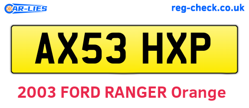 AX53HXP are the vehicle registration plates.