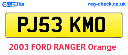 PJ53KMO are the vehicle registration plates.