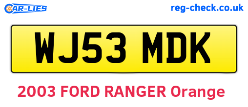 WJ53MDK are the vehicle registration plates.