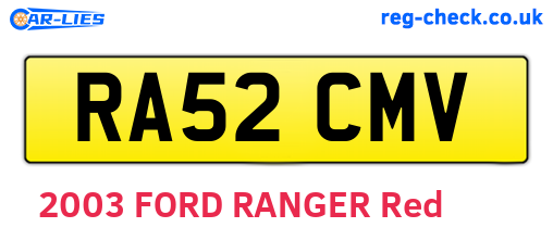 RA52CMV are the vehicle registration plates.