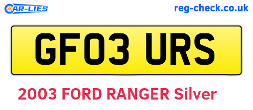 GF03URS are the vehicle registration plates.