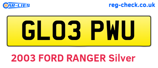 GL03PWU are the vehicle registration plates.