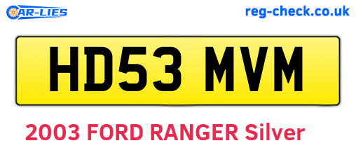 HD53MVM are the vehicle registration plates.