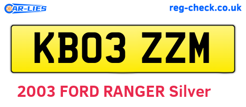 KB03ZZM are the vehicle registration plates.