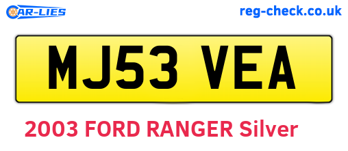 MJ53VEA are the vehicle registration plates.