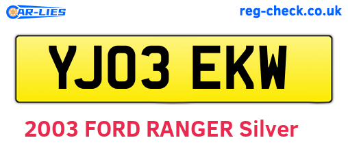 YJ03EKW are the vehicle registration plates.