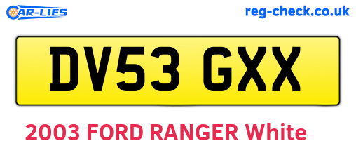 DV53GXX are the vehicle registration plates.