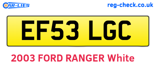 EF53LGC are the vehicle registration plates.