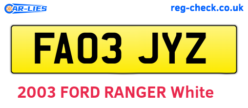 FA03JYZ are the vehicle registration plates.