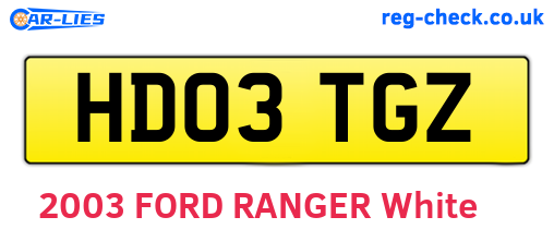HD03TGZ are the vehicle registration plates.