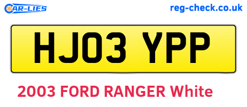 HJ03YPP are the vehicle registration plates.