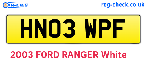 HN03WPF are the vehicle registration plates.