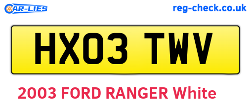 HX03TWV are the vehicle registration plates.