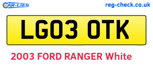 LG03OTK are the vehicle registration plates.