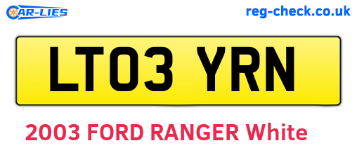 LT03YRN are the vehicle registration plates.