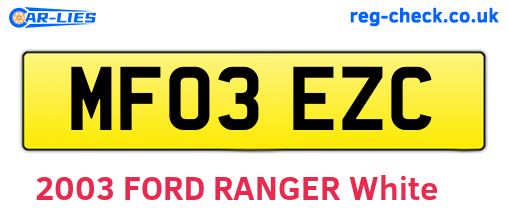 MF03EZC are the vehicle registration plates.
