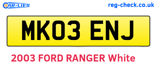 MK03ENJ are the vehicle registration plates.