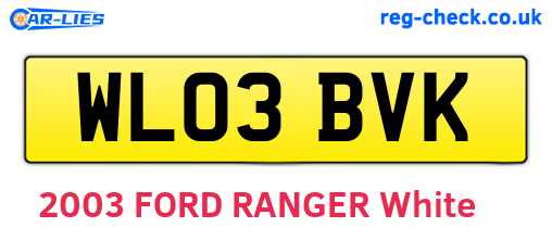 WL03BVK are the vehicle registration plates.