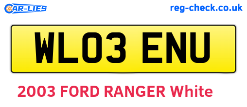 WL03ENU are the vehicle registration plates.