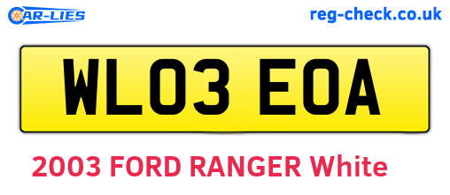 WL03EOA are the vehicle registration plates.