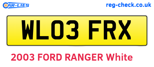 WL03FRX are the vehicle registration plates.