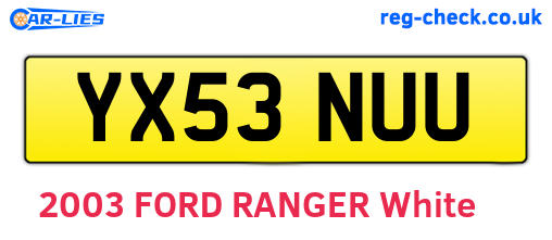 YX53NUU are the vehicle registration plates.