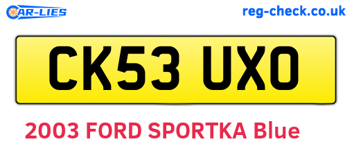 CK53UXO are the vehicle registration plates.