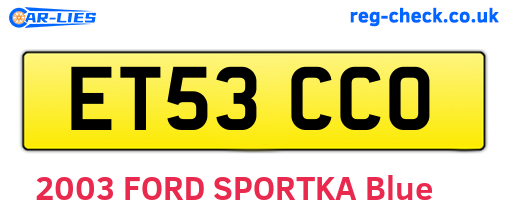 ET53CCO are the vehicle registration plates.